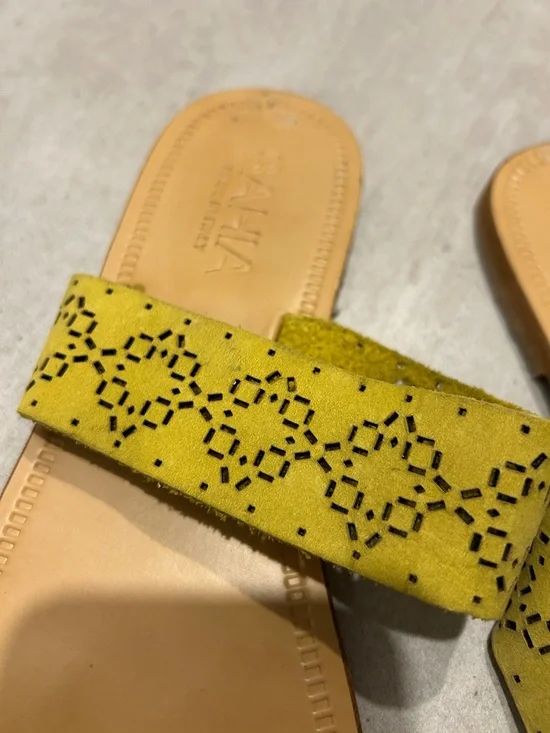 Two-Strap Laser-Cut Slide Sandals - Picture 2 of 5